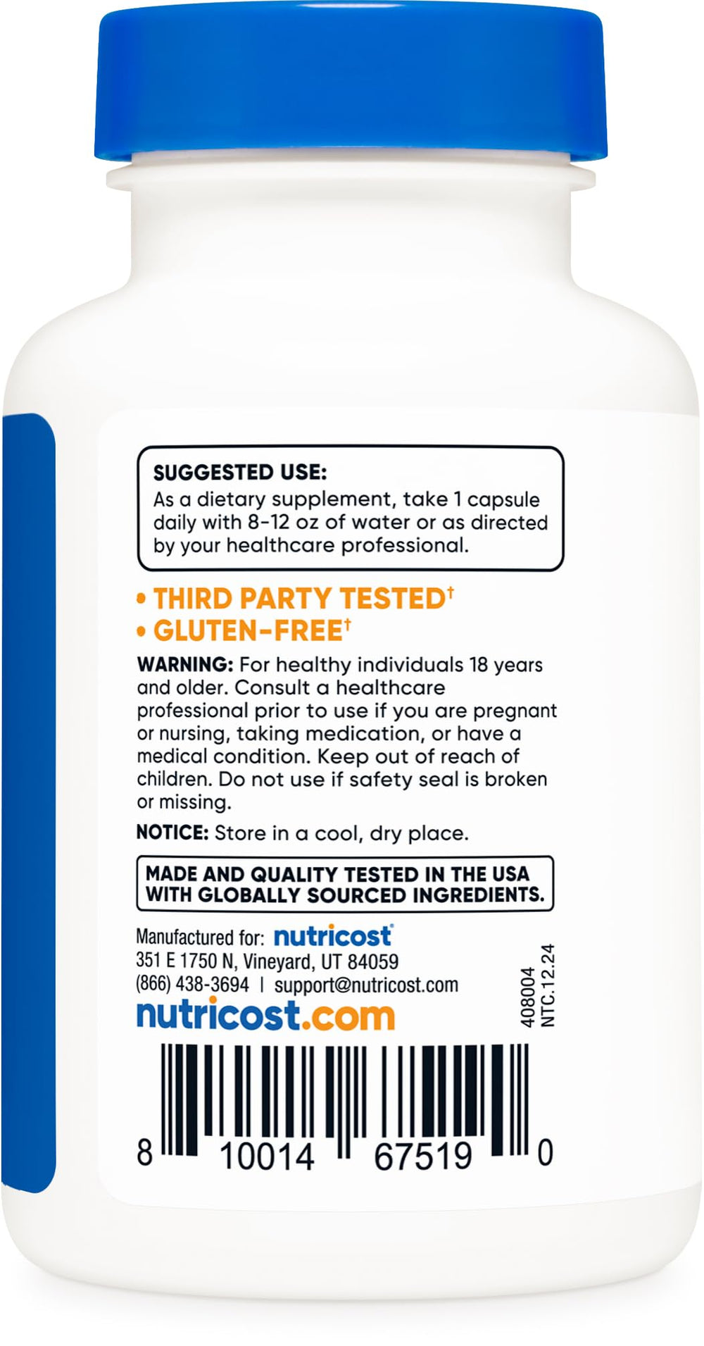 Person holding Nutricost CoQ10 bottle to show easy daily use