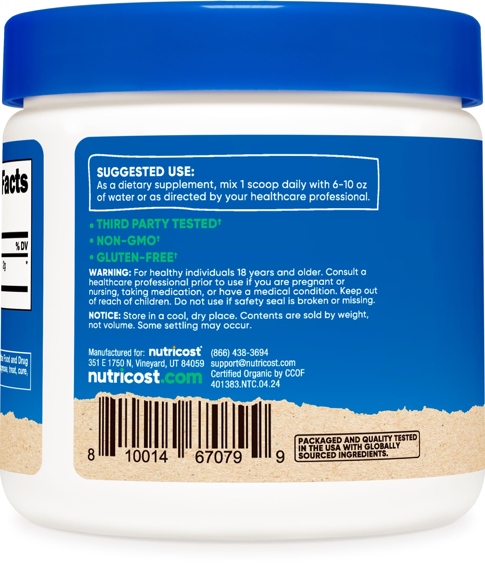 Cordyceps powder label ingredients and supplement facts