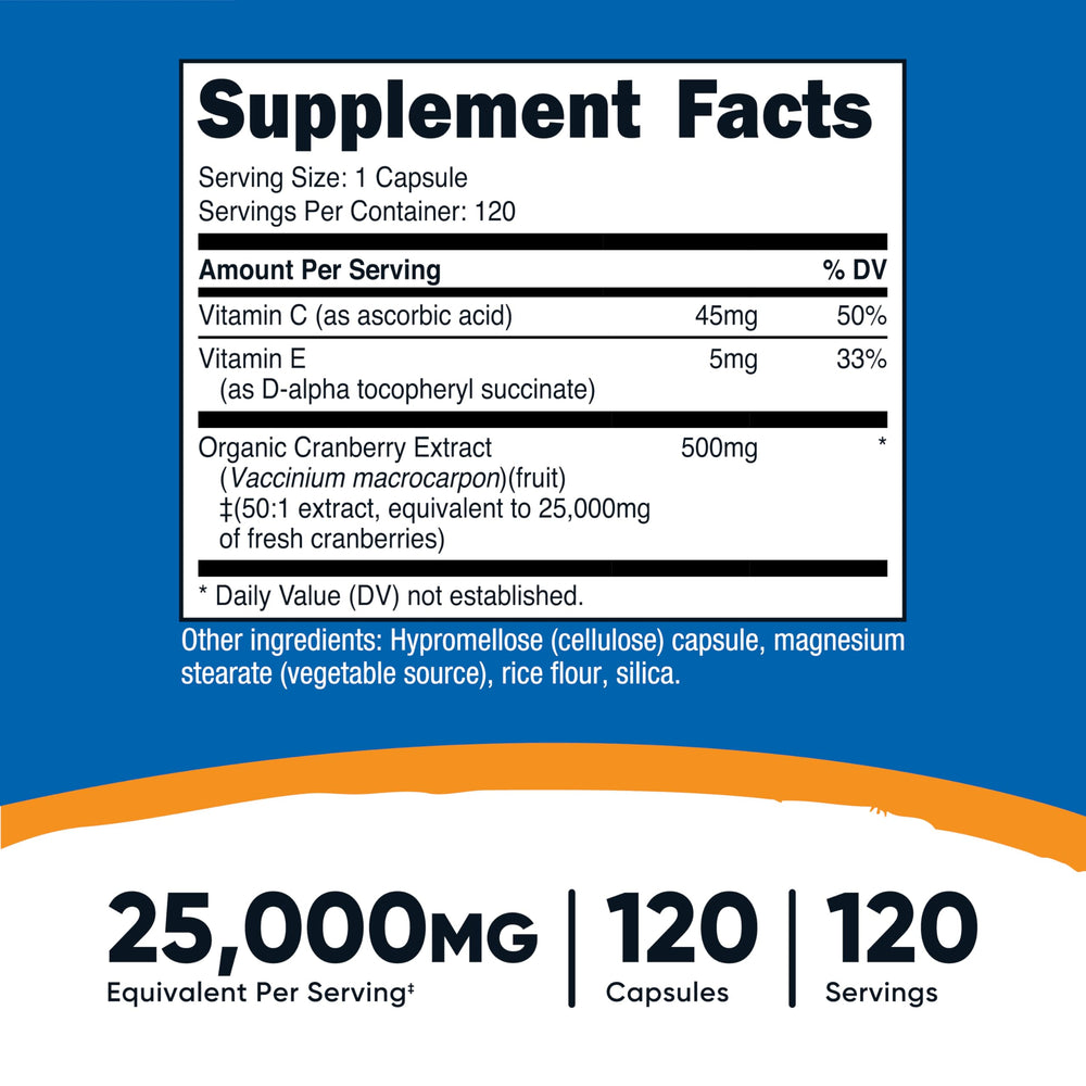 Nutricost Cranberry Extract bottle – side profile