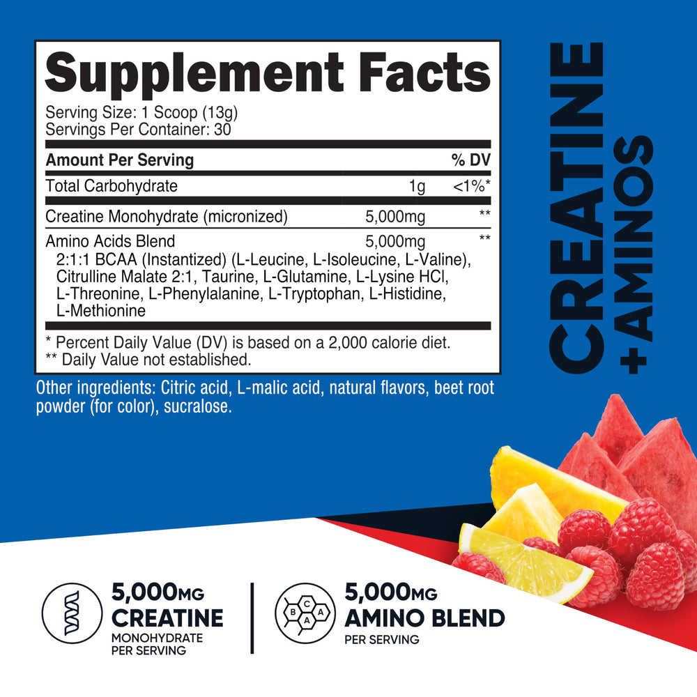 Fruit Punch flavored powder scoop with glass