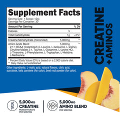 Nutricost Creatine + Aminos Peach Mango bottle with label