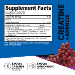 Serving scoop of Nutricost Creatine + Aminos Grape flavor
