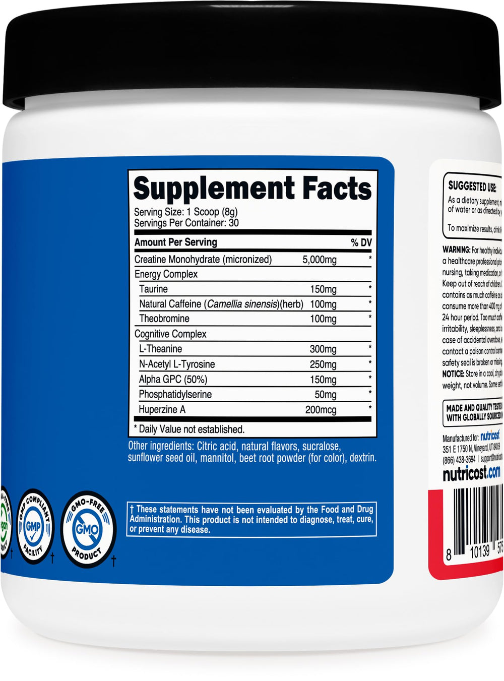 GMP-certified facility and vegan-friendly ingredients statement