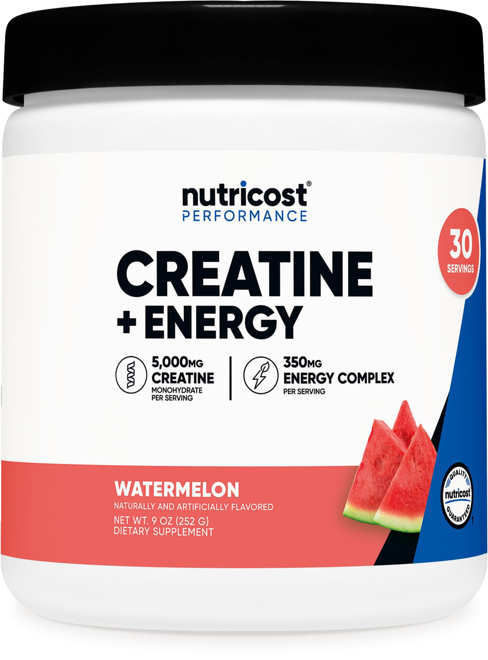 Nutricost Creatine + Energy Watermelon flavor bottle front