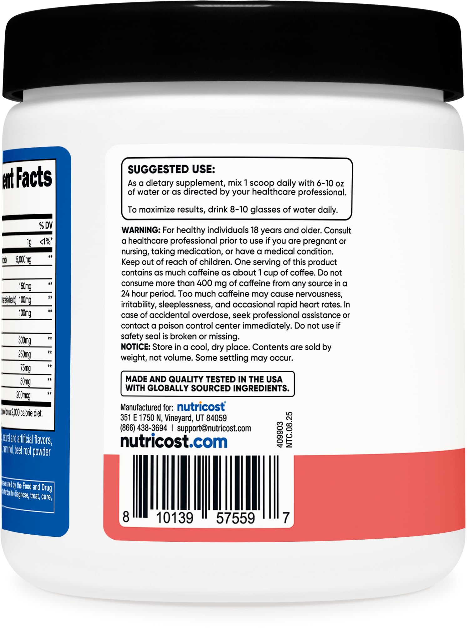 GMP-compliant facility badge and third-party tested icon