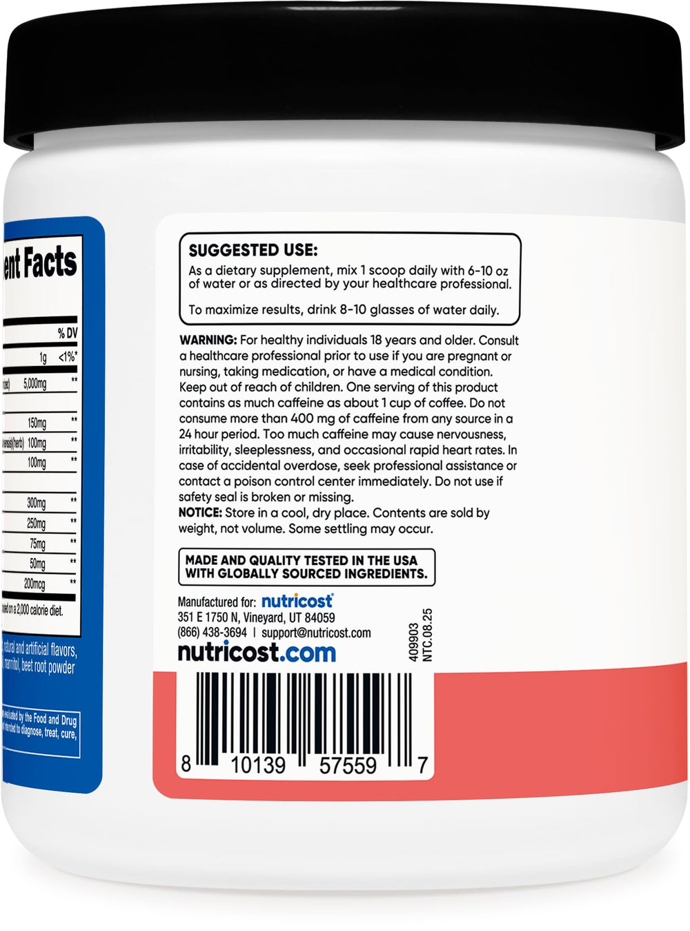 GMP-compliant facility badge and third-party tested icon