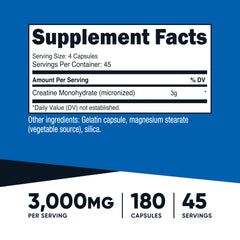 Nutricost Creatine Monohydrate bottle back label