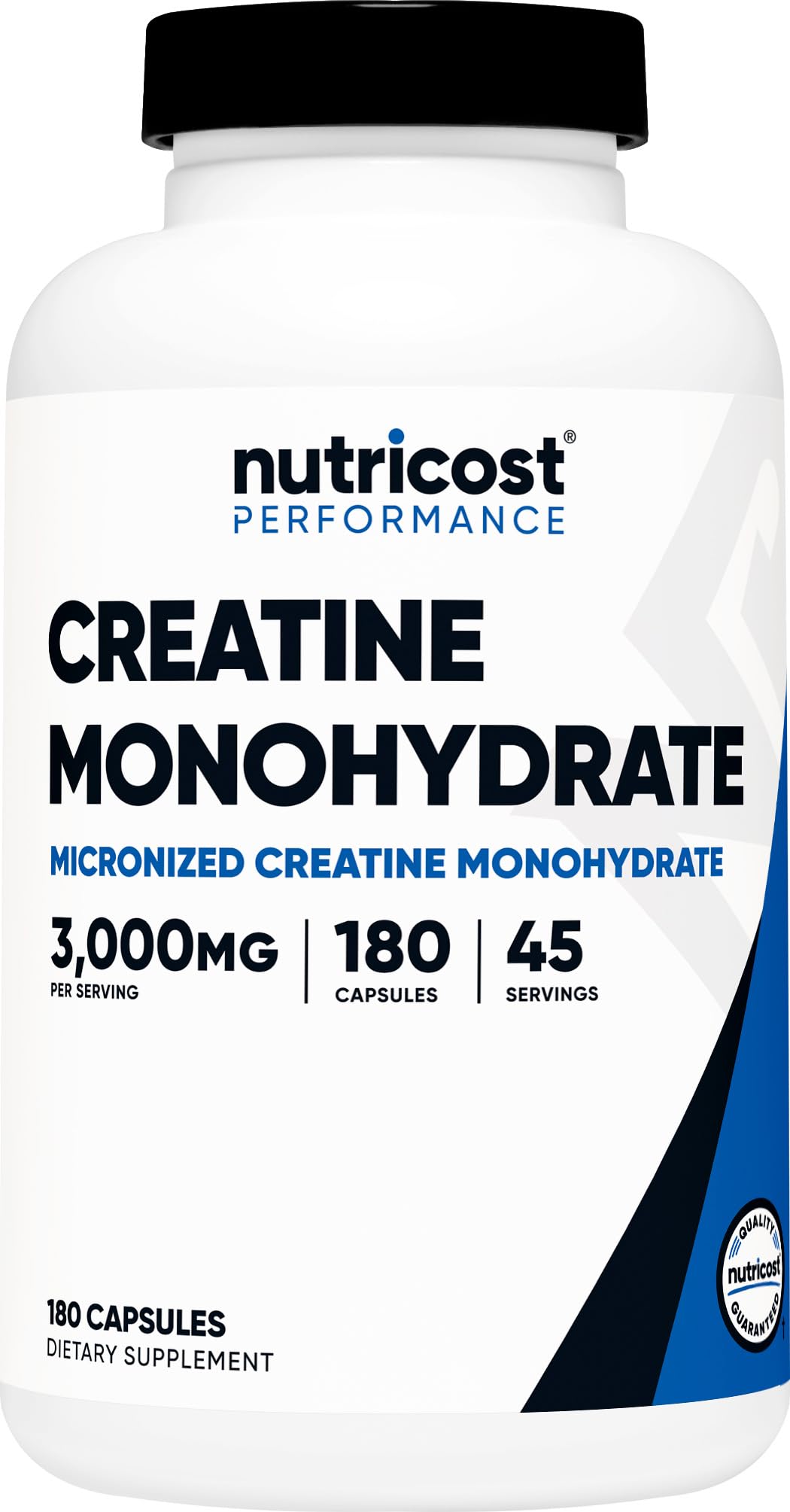 Front view of Nutricost Creatine Monohydrate bottle 3000mg