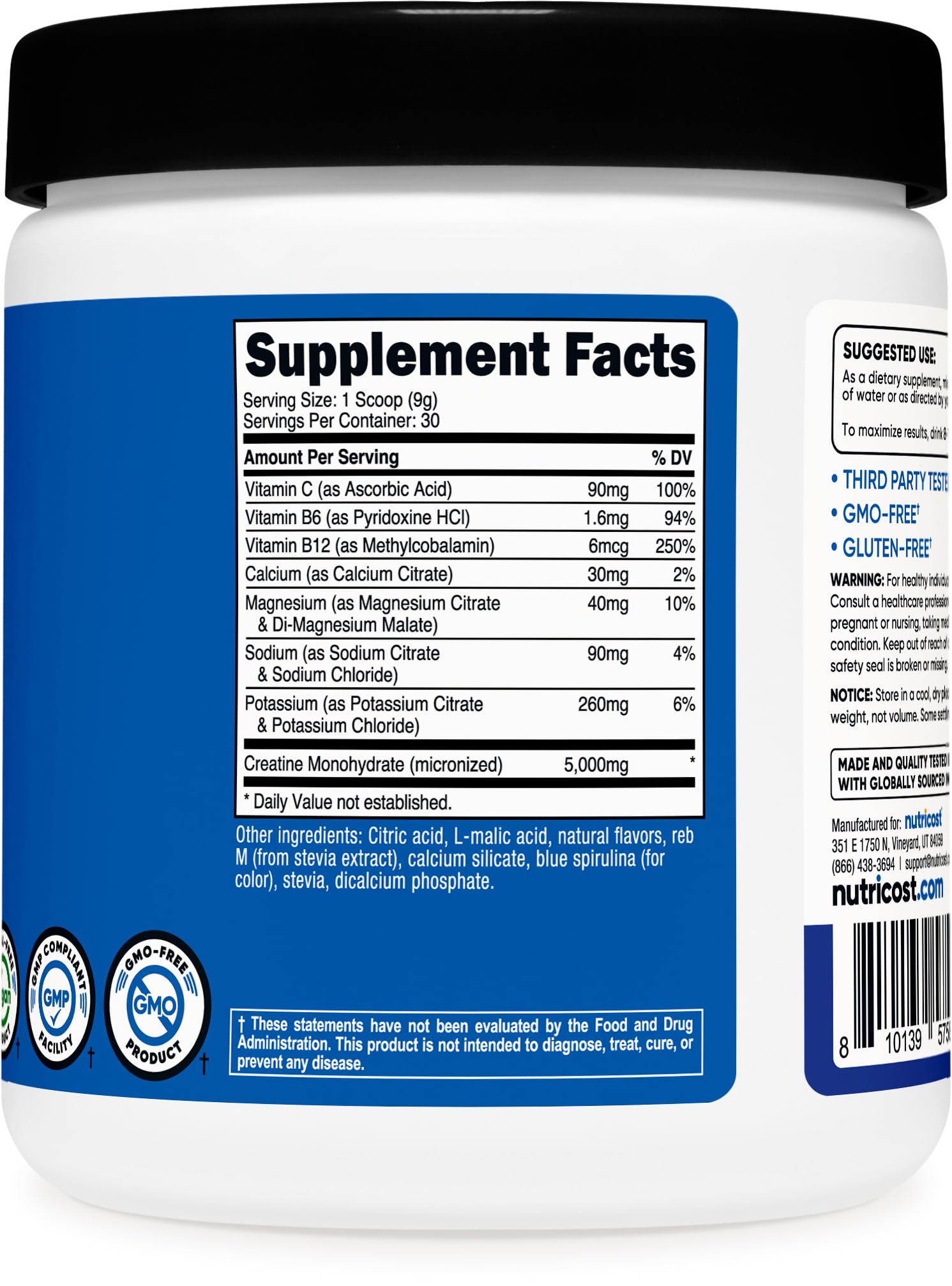 Vegan, gluten-free and GMO-free icons on label