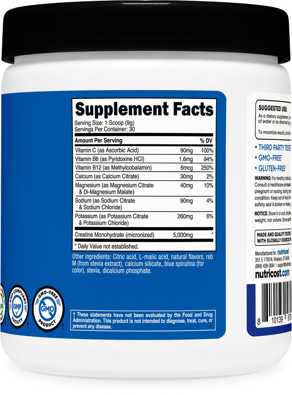 Vegan, gluten-free and GMO-free icons on label