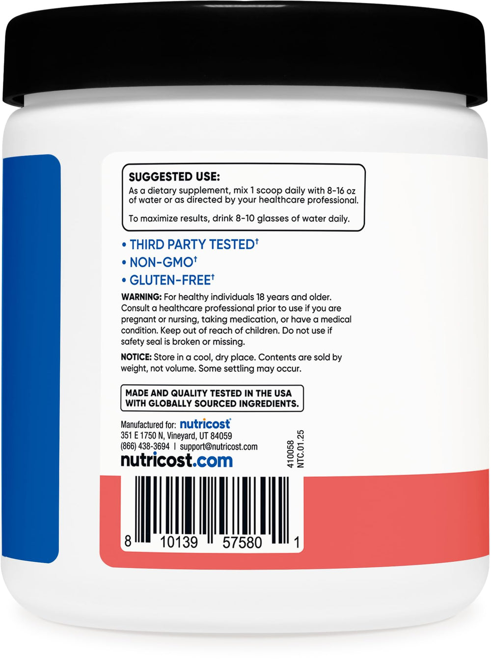 Creatine Monohydrate powder with watermelon flavor bottle
