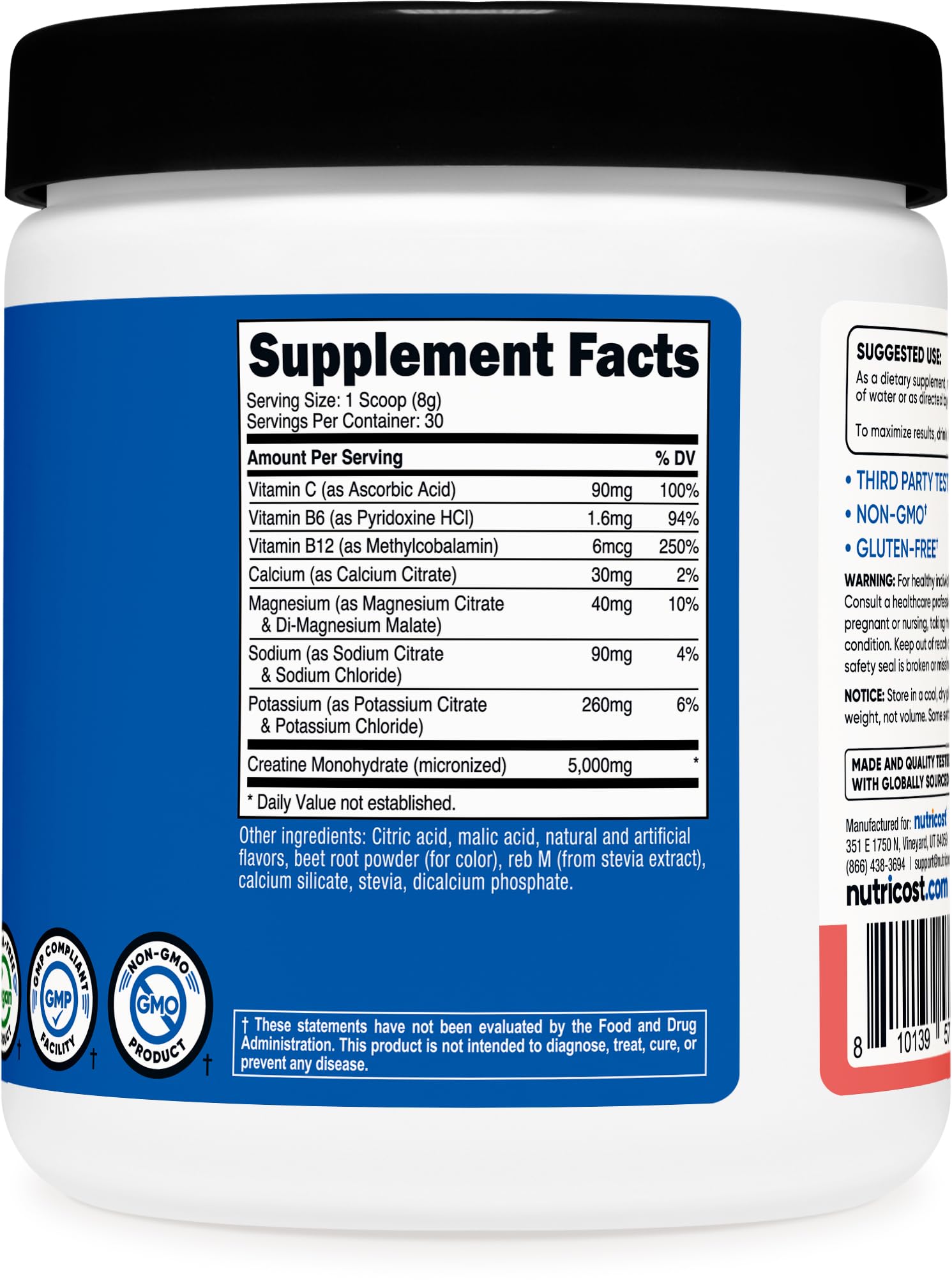 Product packaging highlighting vegan, gluten-free and GMO-free properties