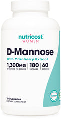 Nutricost D-Mannose with Cranberry Extract bottle and capsules