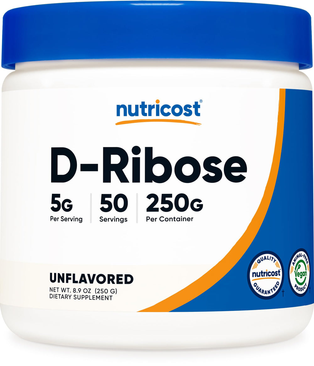 Nutricost D-Ribose Powder 250g bottle - front view