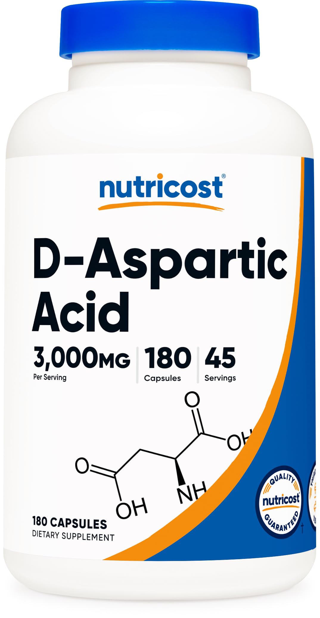 Nutricost DAA Capsules bottle with 3000mg per serving label