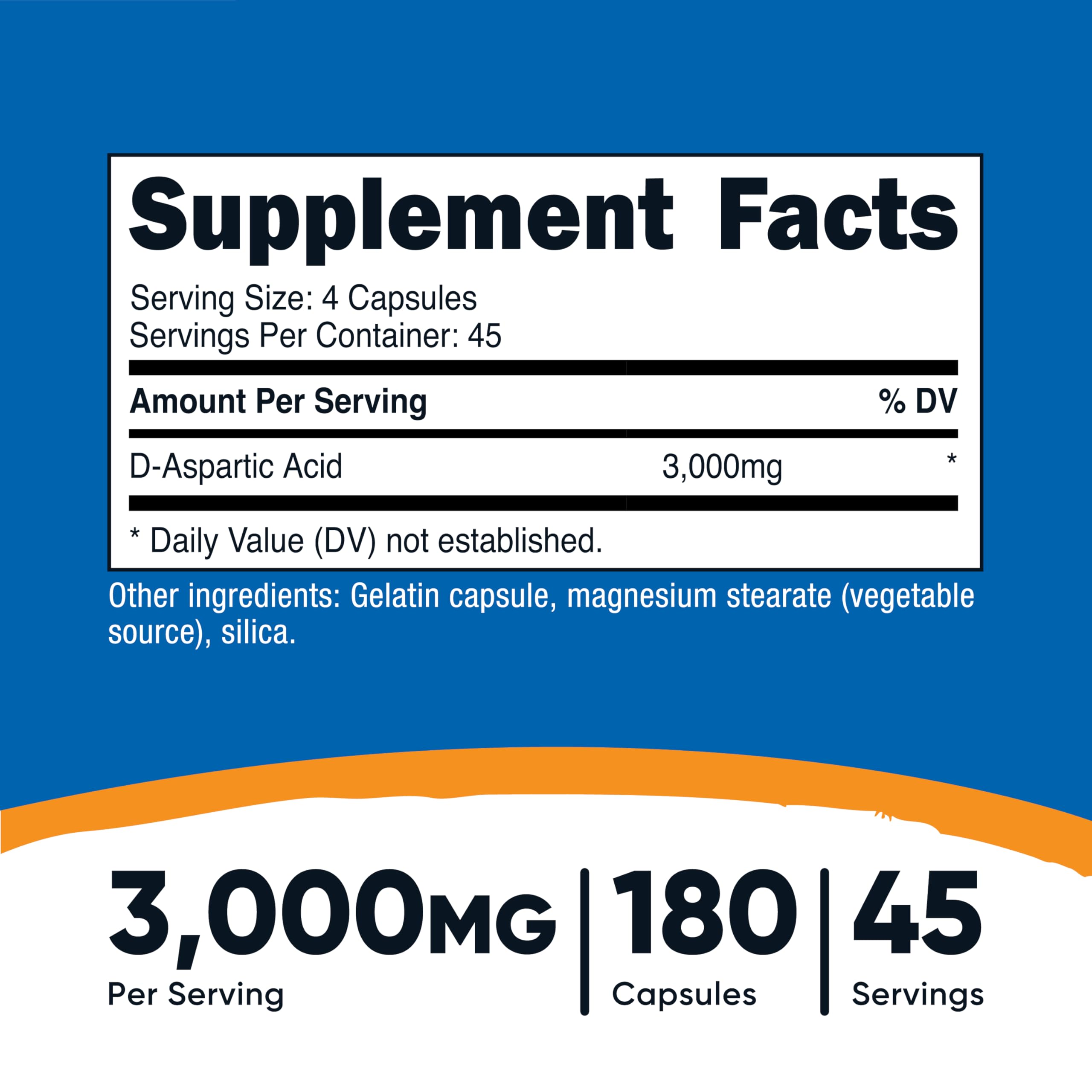 Close-up of Nutricost DAA capsules showing 750mg per capsule