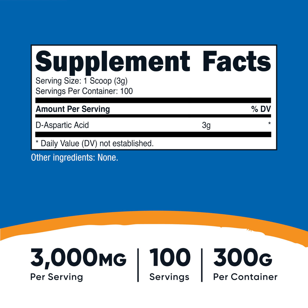 Nutricost DAA powder pouring into glass for convenient dosing.