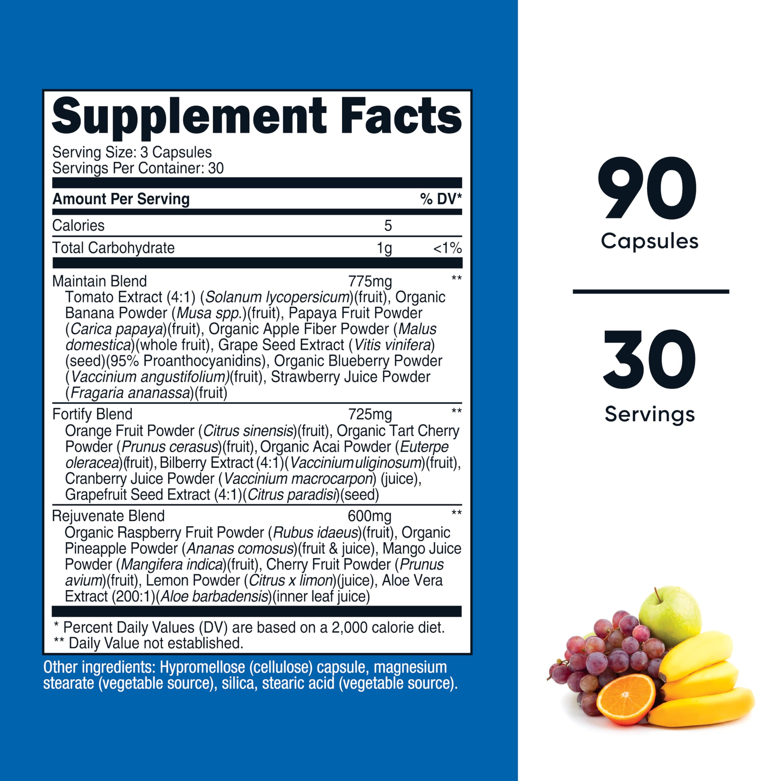 Nutricost Daily Fruits bottle back with supplement facts