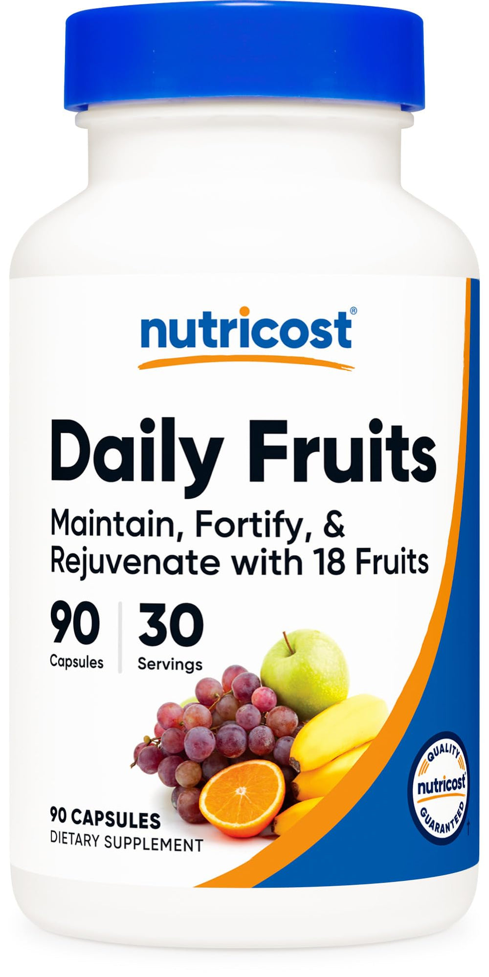Nutricost Daily Fruits bottle front with 90 capsules
