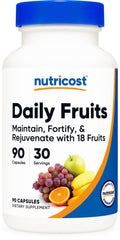 Nutricost Daily Fruits bottle front with 90 capsules