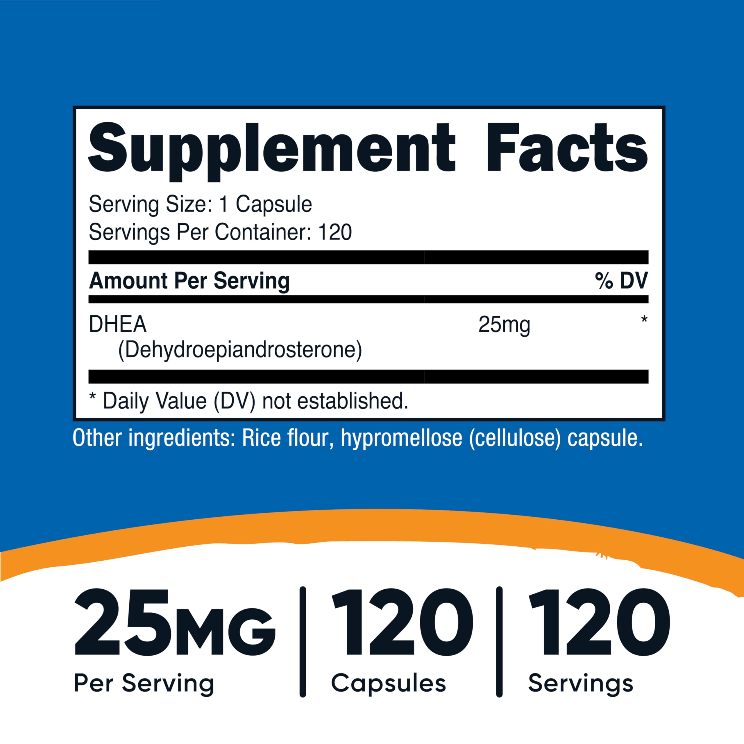 Nutricost DHEA 25mg bottle label