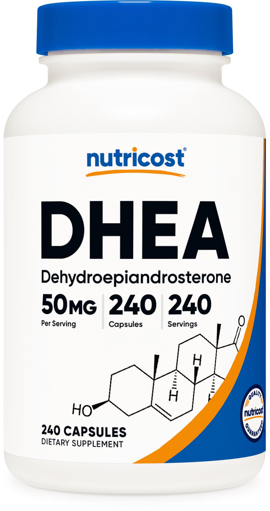 Nutricost DHEA 50mg bottle with 240 capsules