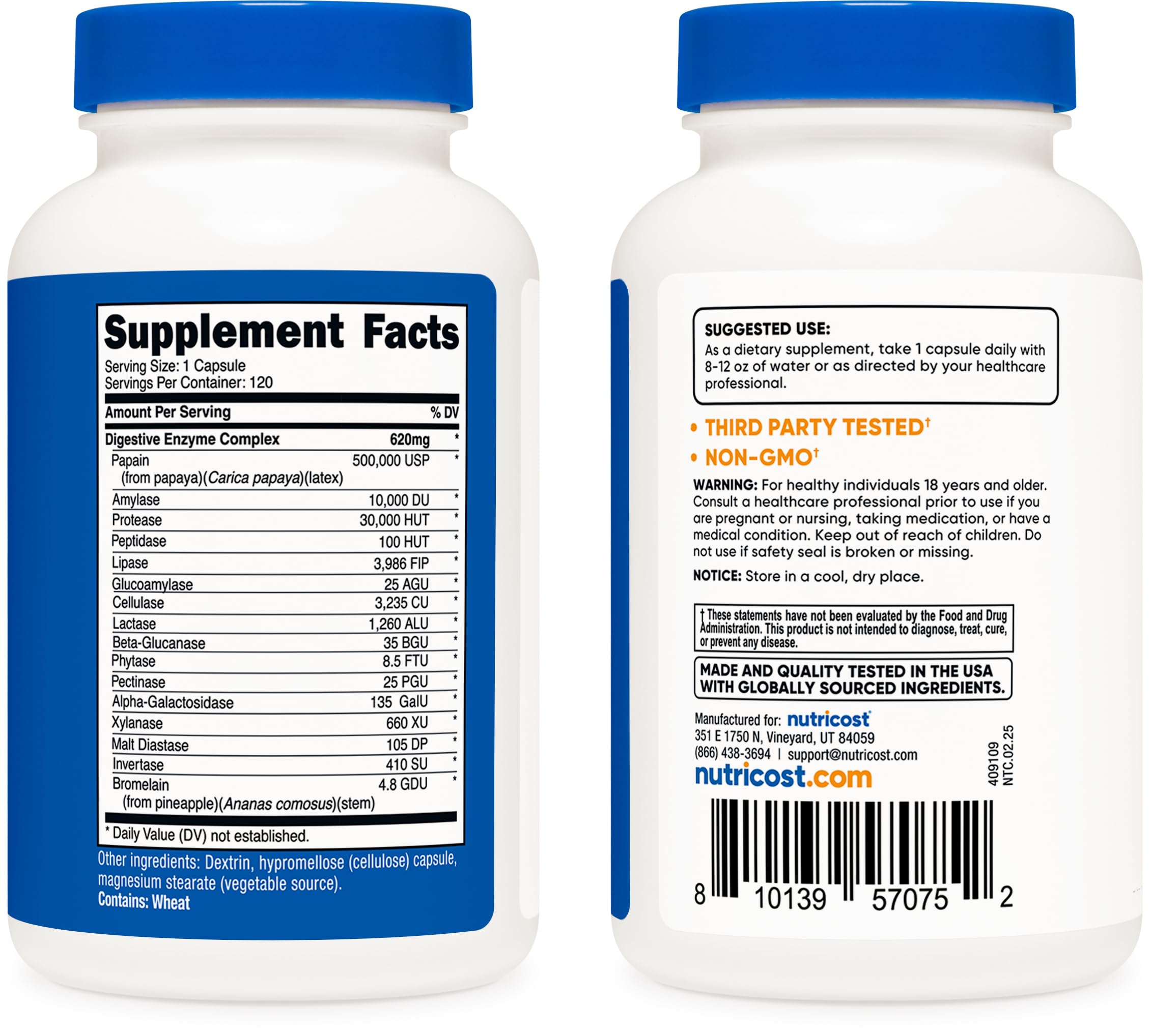 Nutricost Digestive Enzymes packaging box image