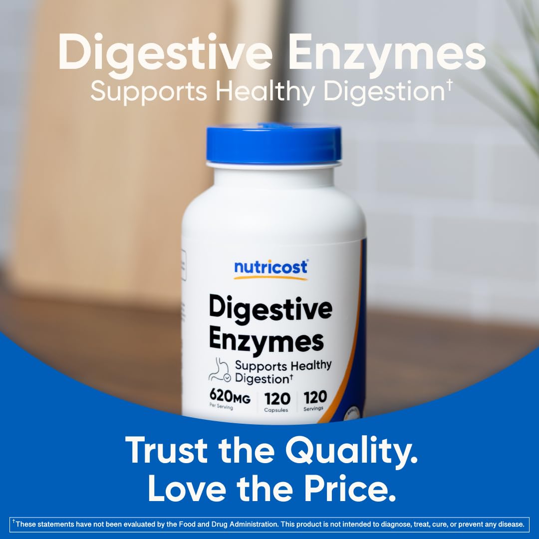 Top view of Nutricost Digestive Enzymes bottle