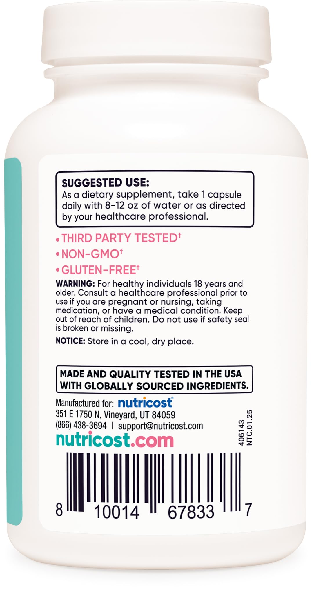 Vegan, gluten-free Diindolylmethane DIM supplement by Nutricost