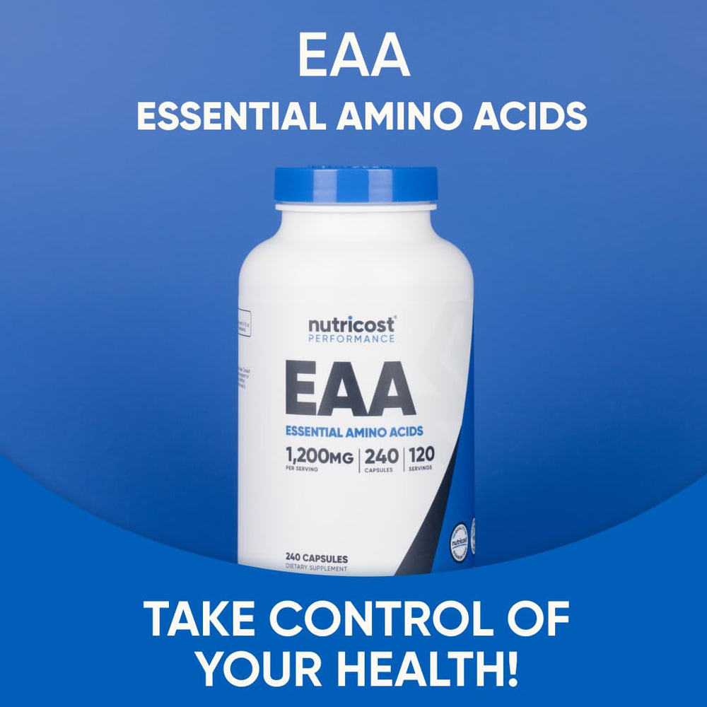 Vegan, non-GMO and gluten-free Nutricost EAA capsules