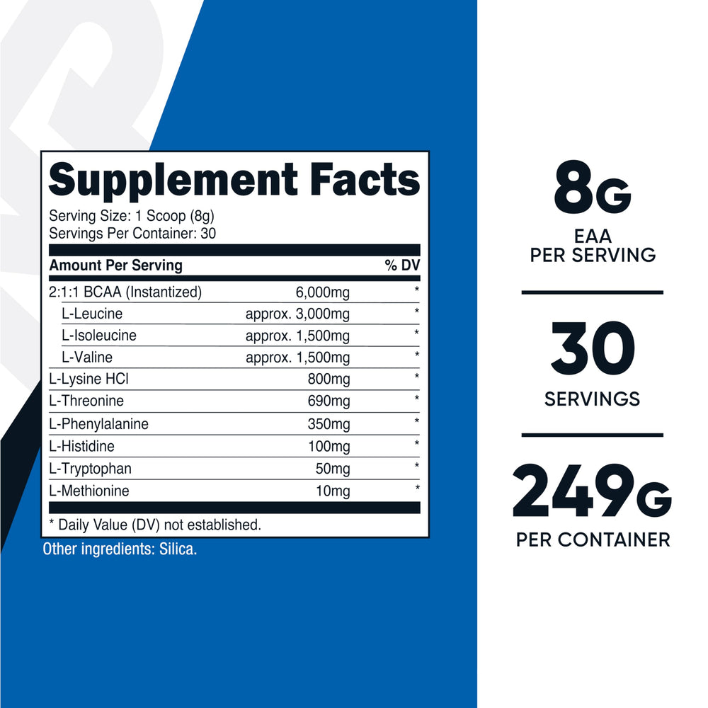 8g EAAs per serving including 2:1:1 BCAAs