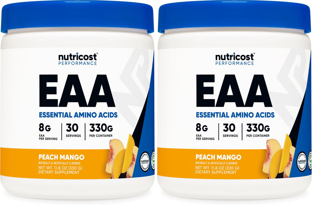 Nutricost EAA Powder Peach Mango container label