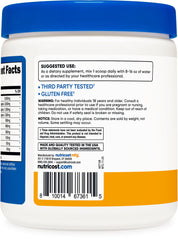 Nutrition label and ingredients for Nutricost EAA Peach Mango