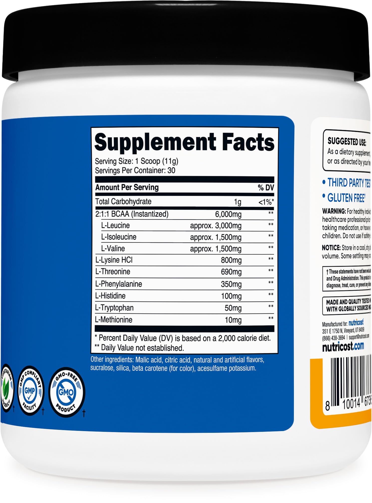 Serving scoop of Nutricost EAA Powder POG being poured