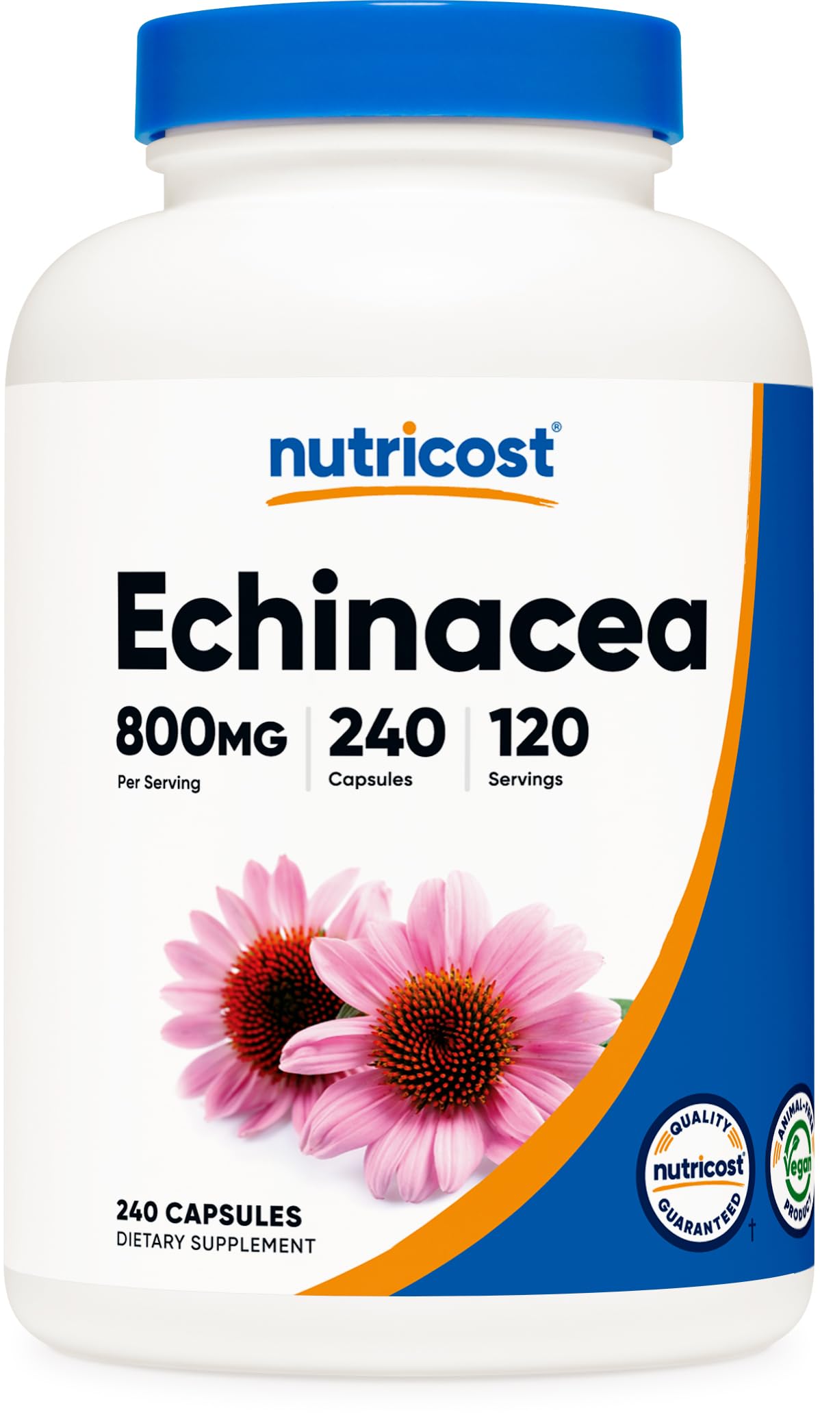 Front view of Nutricost Echinacea 800mg 240 capsules bottle