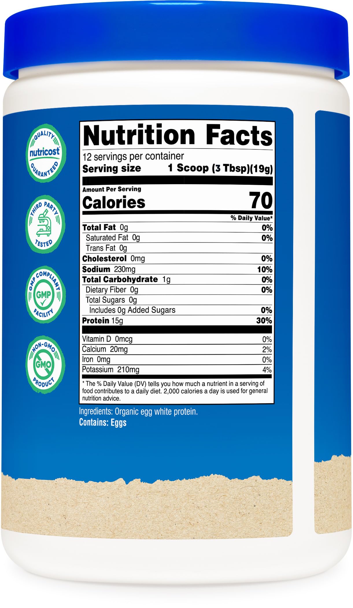 Nutricost egg white protein powder prepared shake in a glass, versatile meal option