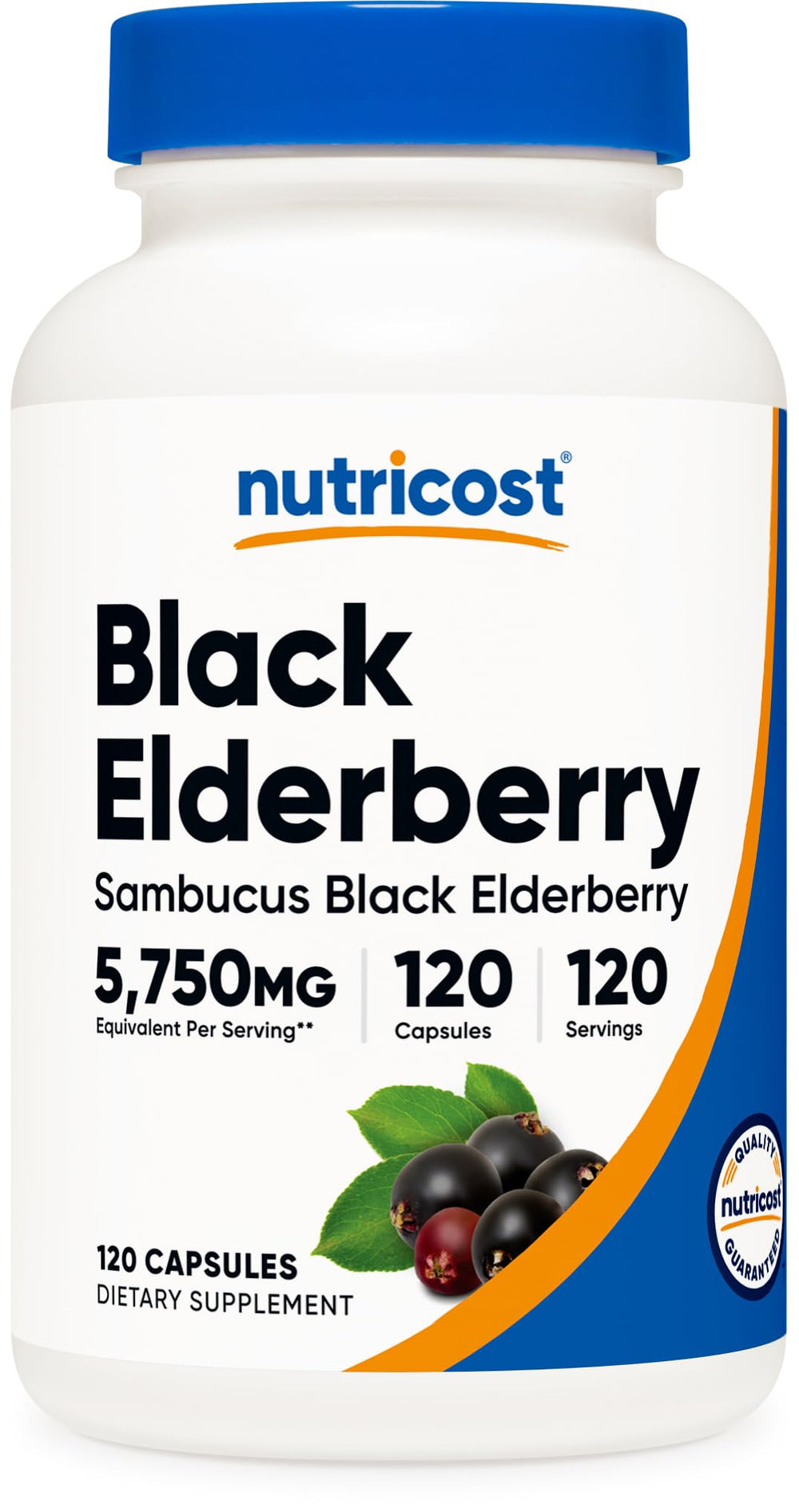 Nutricost Elderberry Capsules 575mg bottle with 120 capsules