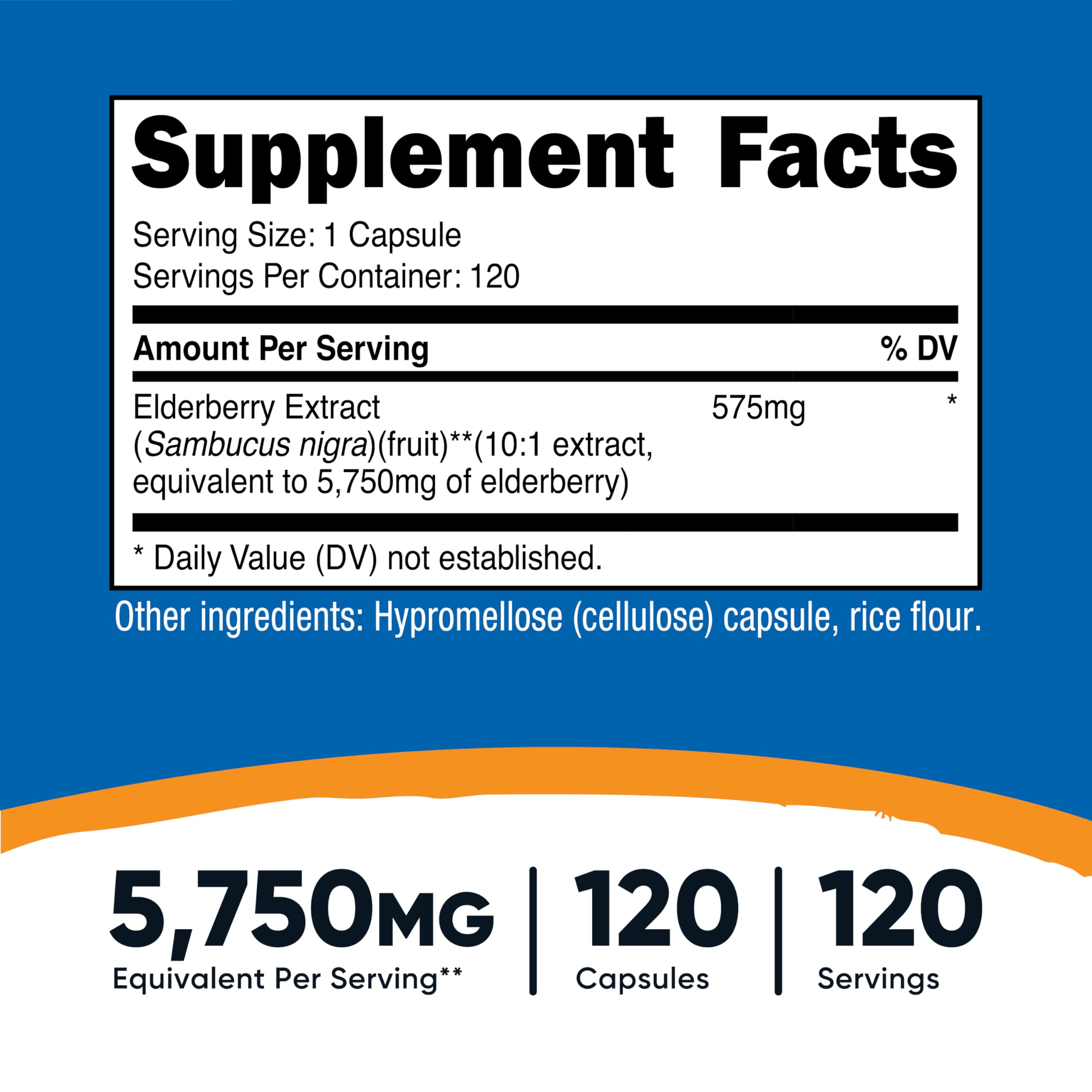 Close-up of the Nutricost Elderberry Capsules label