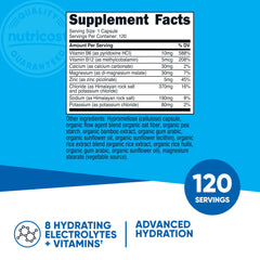 Close-up of Nutricost Electrolyte Complex bottle and 120 capsules