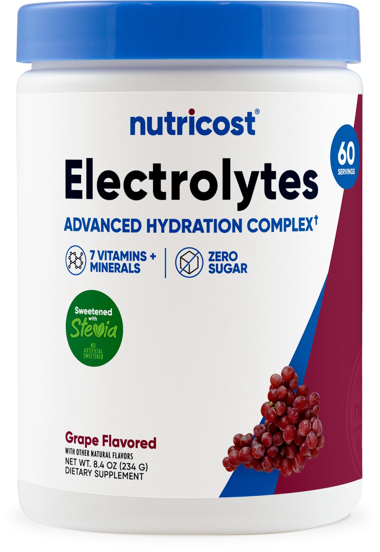 Nutricost Electrolyte Complex Powder Grapes flavor container front view