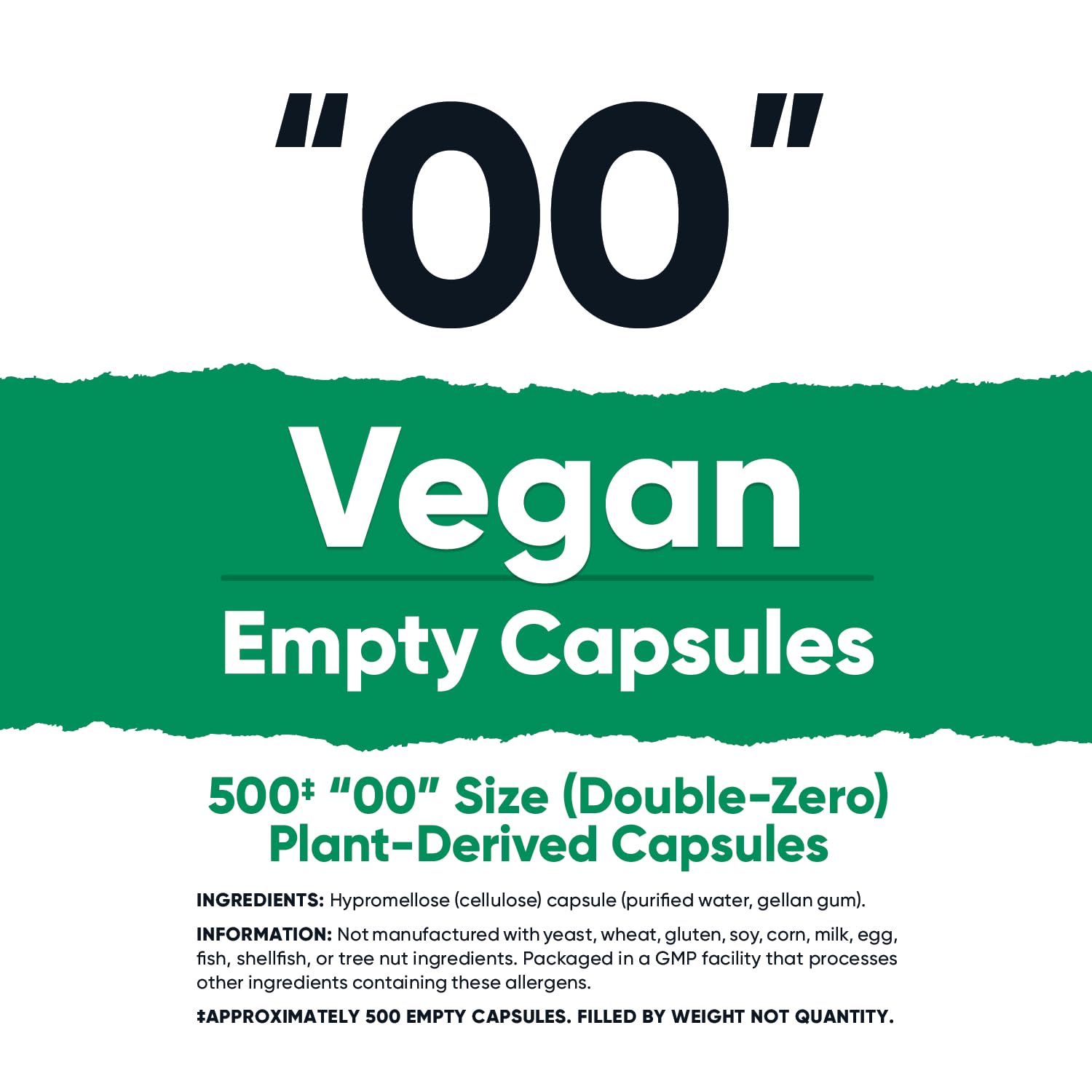 Close-up of clear vegan empty capsules Size 00