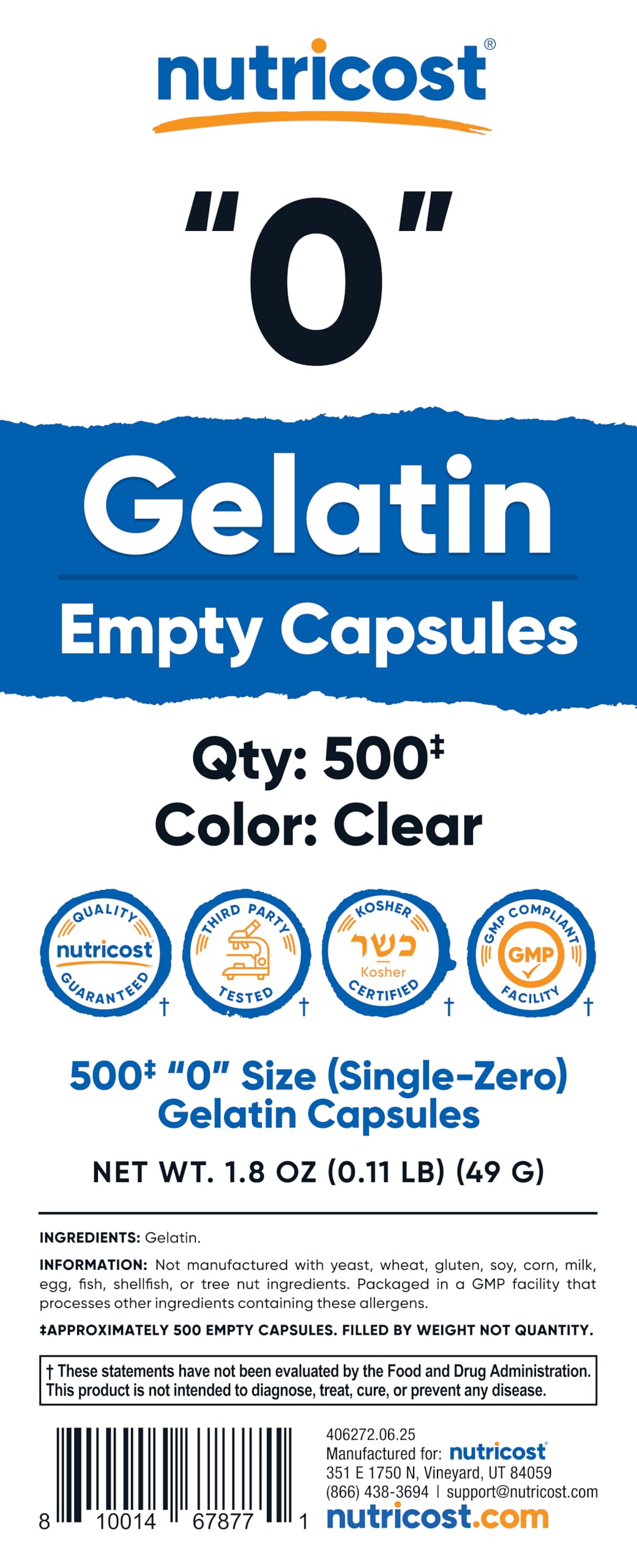 Quality badges showing Kosher, Non-GMO, Soy Free, Gluten Free