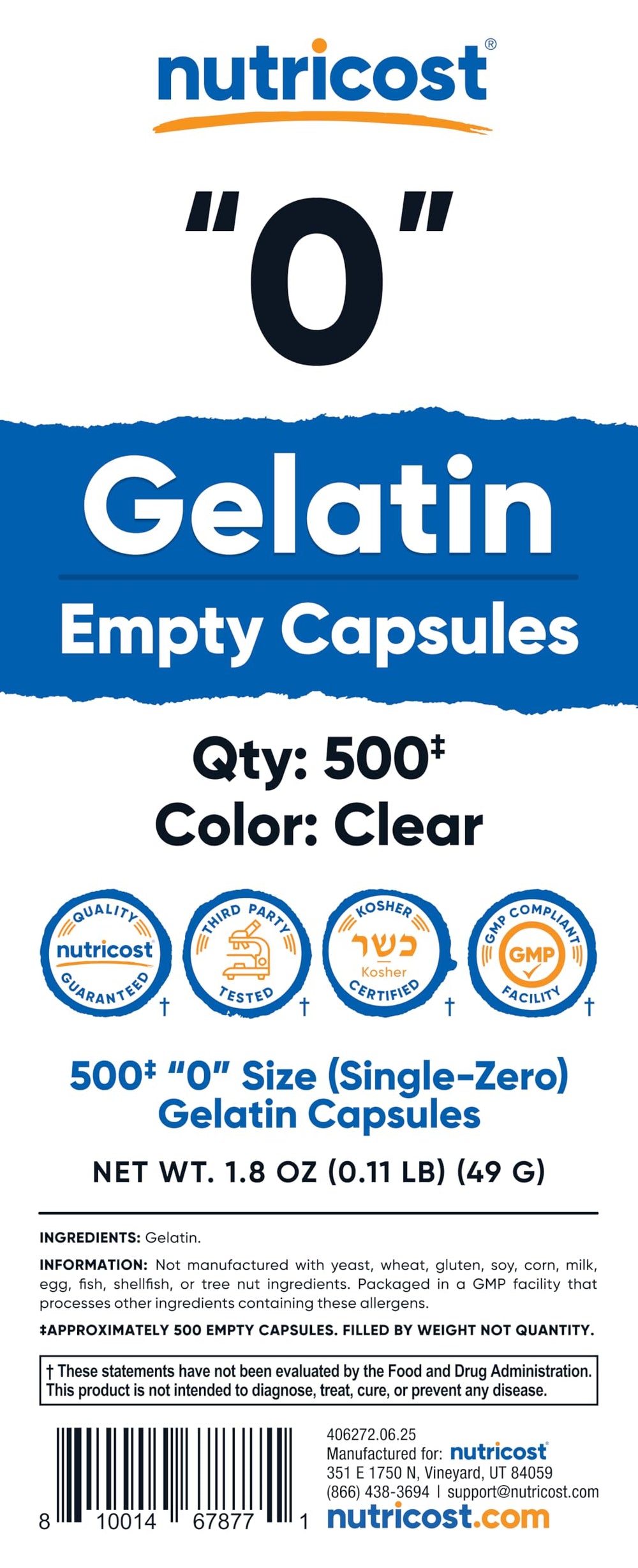 Quality badges showing Kosher, Non-GMO, Soy Free, Gluten Free