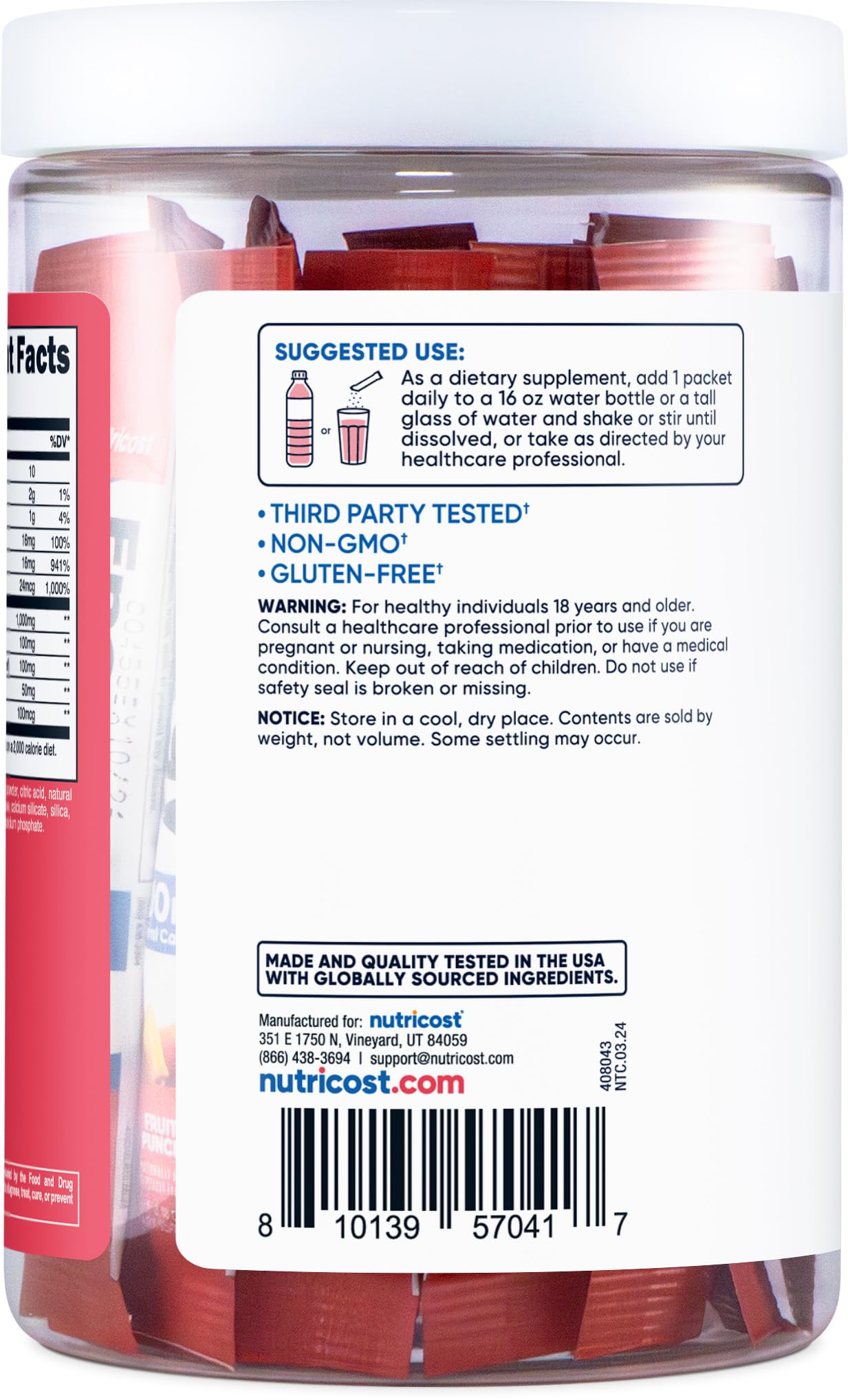 Gluten-free and non-GMO ingredients of Nutricost Energy Complex