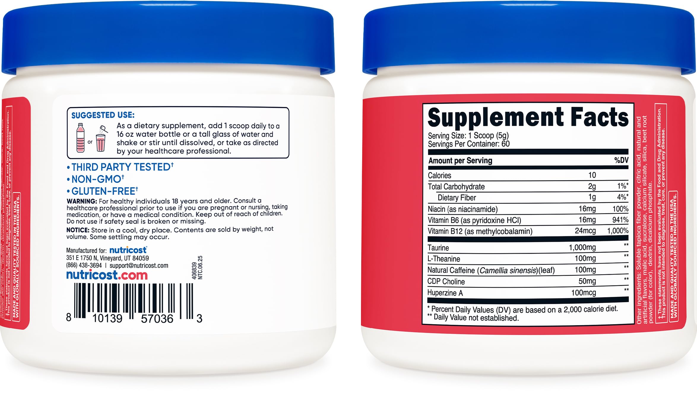 Nutricost Energy Complex Strawberry Kiwi NSF GMP compliant facility and safety