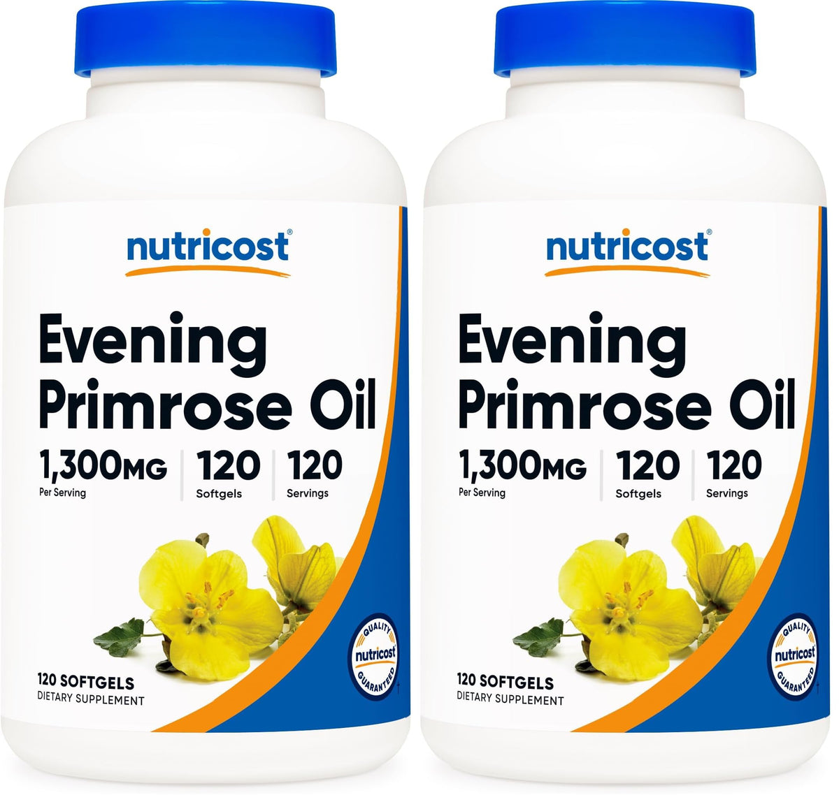 Nutricost Evening Primrose Oil 1,300mg bottle label — Pack of 2