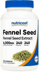 Nutricost fennel seed bottle label showing 4000 mg equivalent per serving