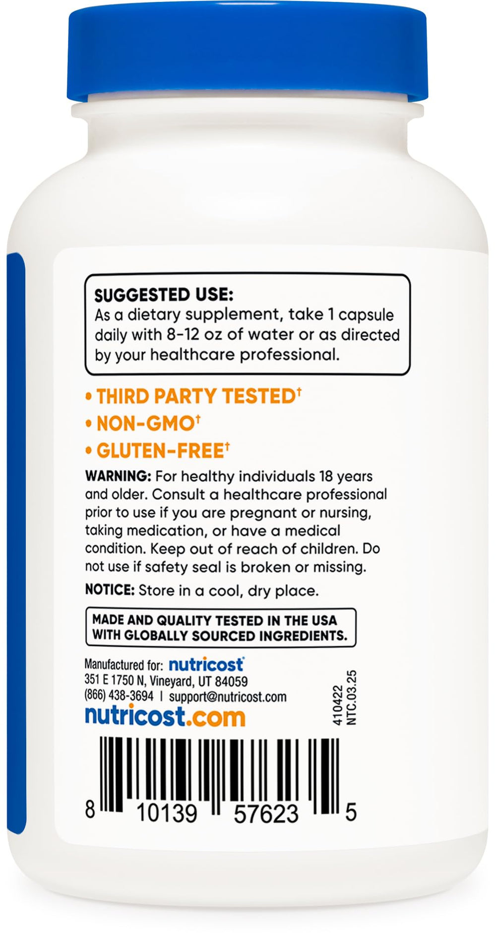 Nutricost fennel seed supplement bottle with 240 capsules per bottle