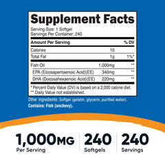 Close-up of Nutricost Omega-3 softgels in bottle