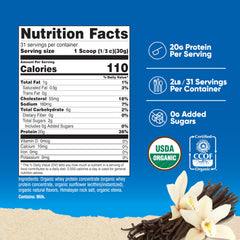 Nutricost French Vanilla whey powder with dry scoop ready for a shake.